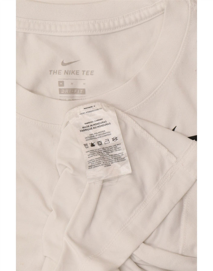 NIKE Damen Dri Fit T-Shirt Top UK 14 Mittelweißes Polyester