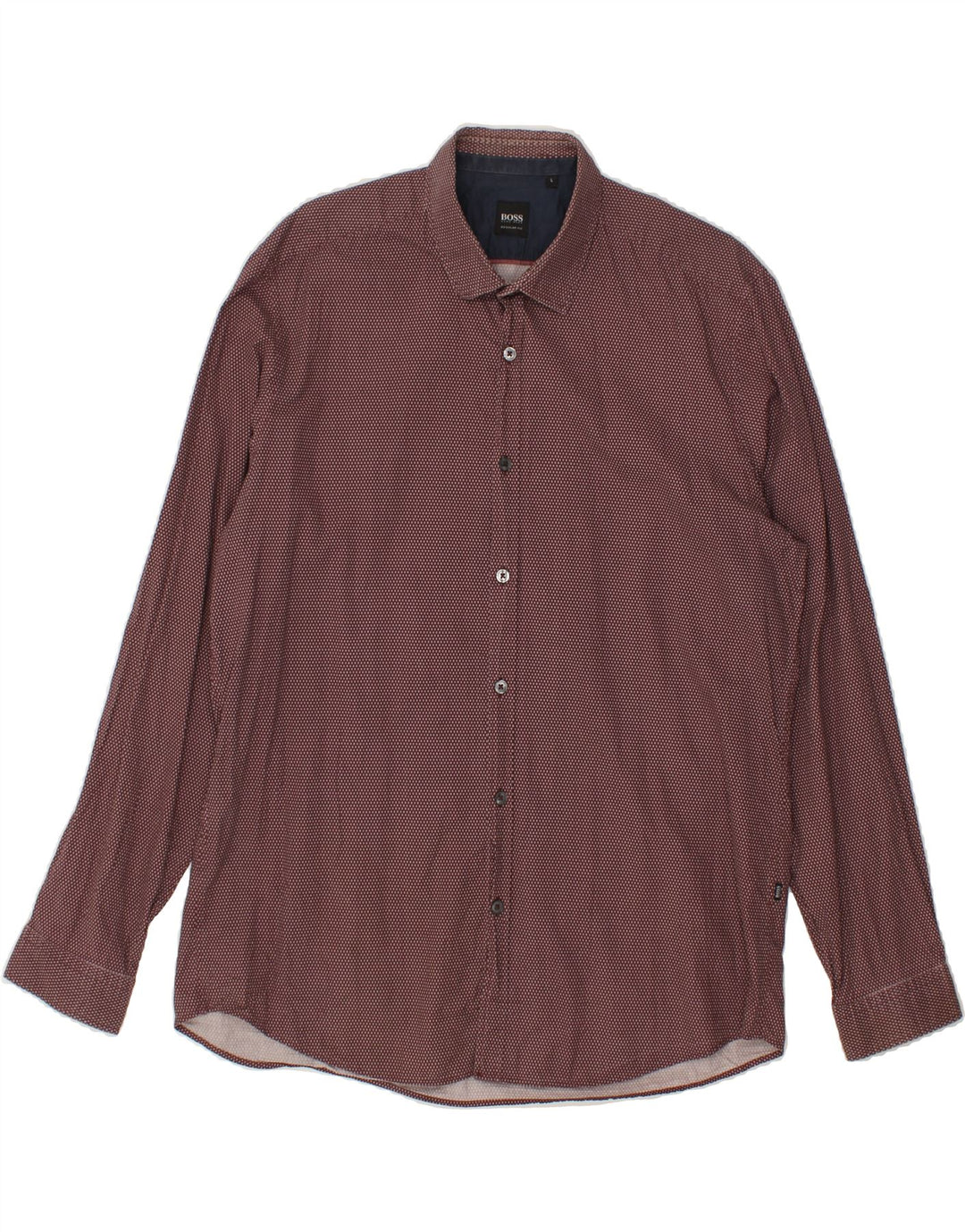 HUGO BOSS Mens Shirt Large Burgundy Polka Dot Cotton Vintage Hugo Boss and Second-Hand Hugo Boss from Messina Hembry 