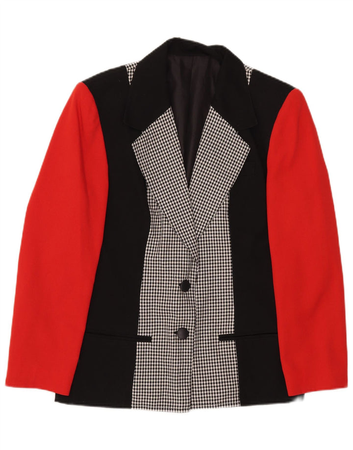 Vintage Damen 2-Knopf-Blazer-Jacke, UK 8, klein, mehrfarbig, Farbblock