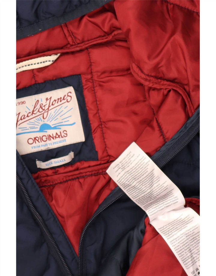 Jack & Jones Herren-Jacke mit Kapuze, gepolstert, UK 36, Größe S, Marineblau, Polyester