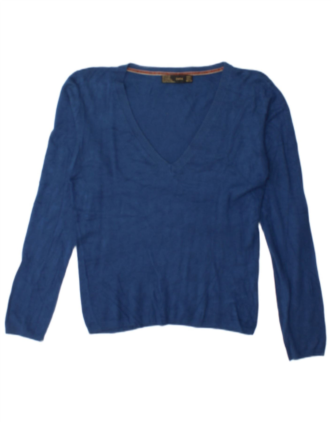 Zara Damen-Pullover mit V-Ausschnitt, UK 16, Größe L, blau, Viskose