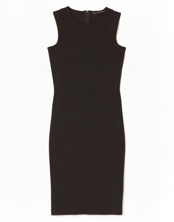 Zara Damen Ärmelloses Etuikleid UK 6 XS Schwarze Viskose