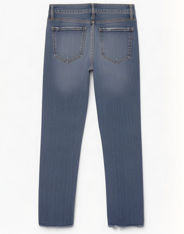 Zara Damen Crop Distressed High Waist Jeans EU 38 Small W28 L26 Blau