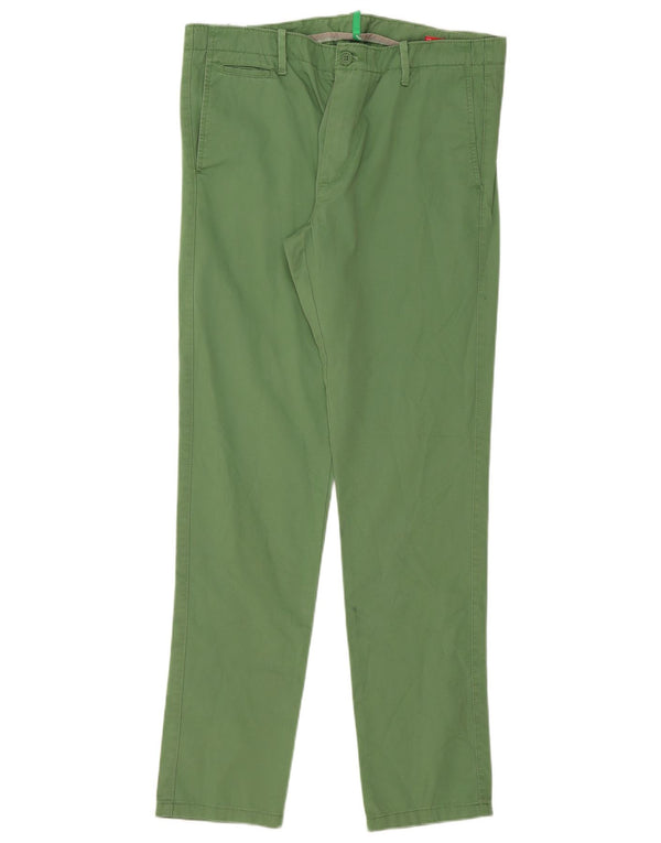 Benetton Herren Slim Chinohose IT 50 Large W36 L33 Grüne Baumwolle