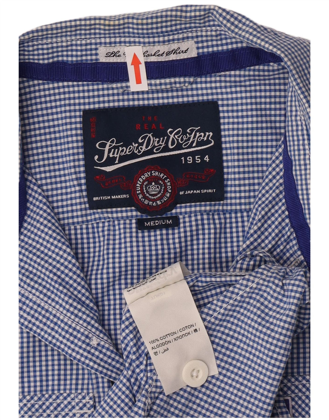 Superdry Herren-Kurzarmhemd aus mittelblauer Gingham-Baumwolle