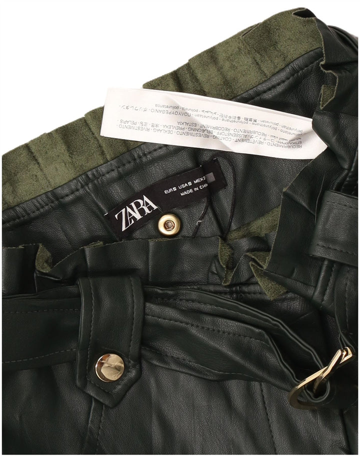 Zara Damen-Rock aus Kunstleder, Größe S, W26, Grün