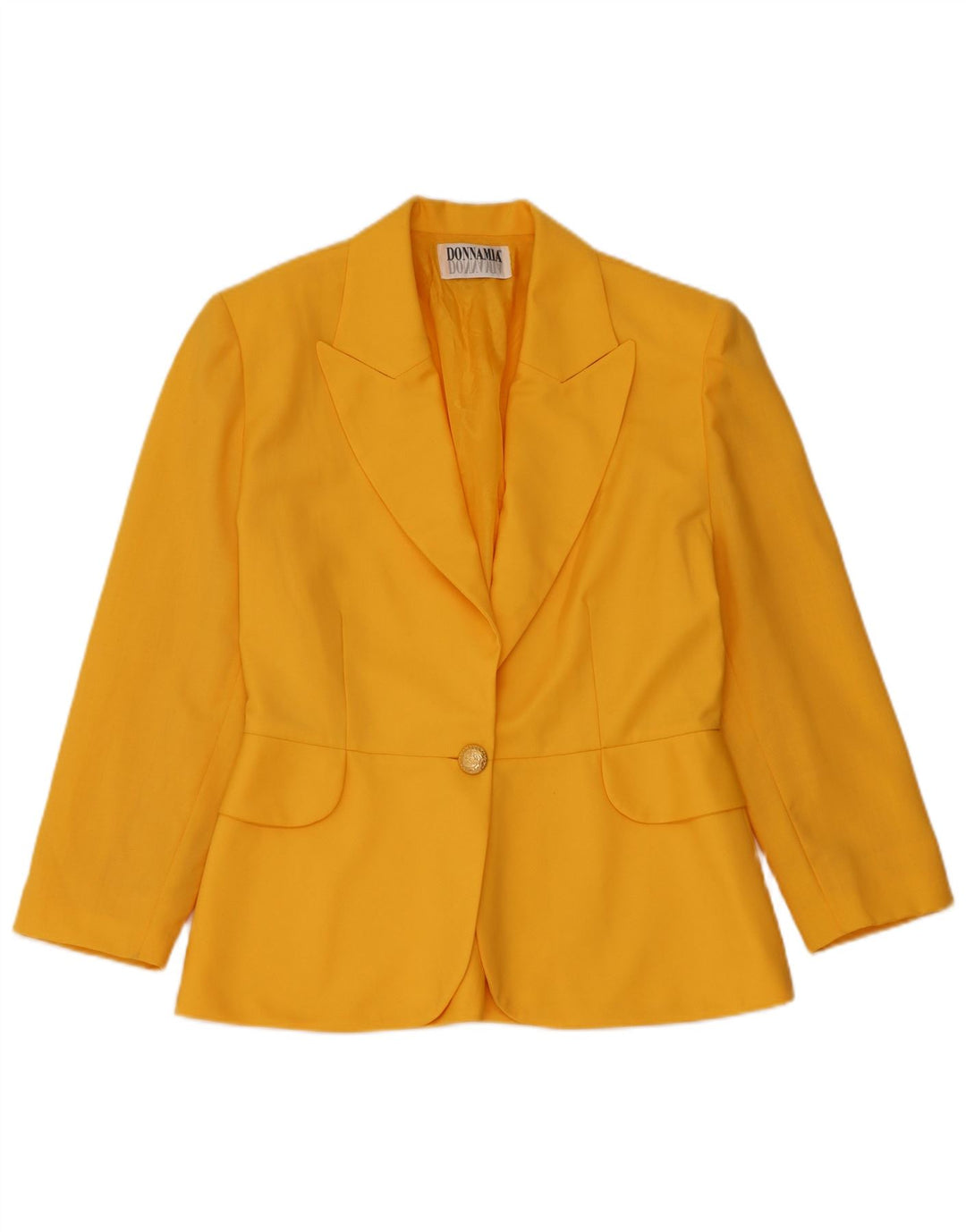 Vintage Damen 1 Knopf Blazer Jacke IT46 Große gelbe Wolle