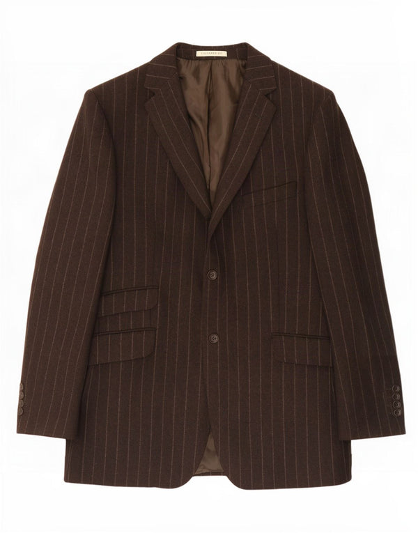 Crew Clothing Herren-Blazer mit 2 Knöpfen, UK 44, 2XL, braune Nadelstreifen
