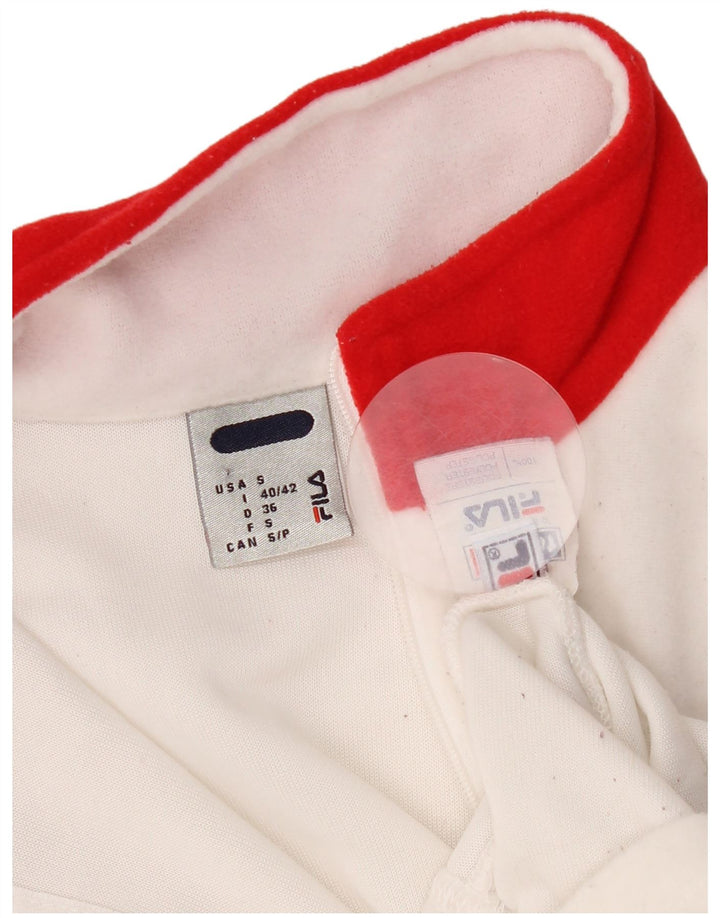 Fila Damen-Oberteil mit Reißverschluss, langärmlig, Größe S, Weiß, Farbblock-Polyester