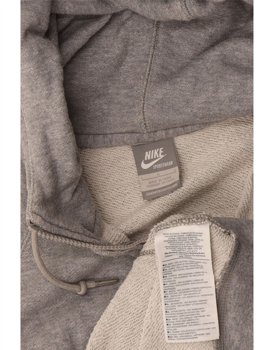 Nike Herren-Kapuzenpullover mit Reißverschluss, groß, grau gefleckte Baumwolle