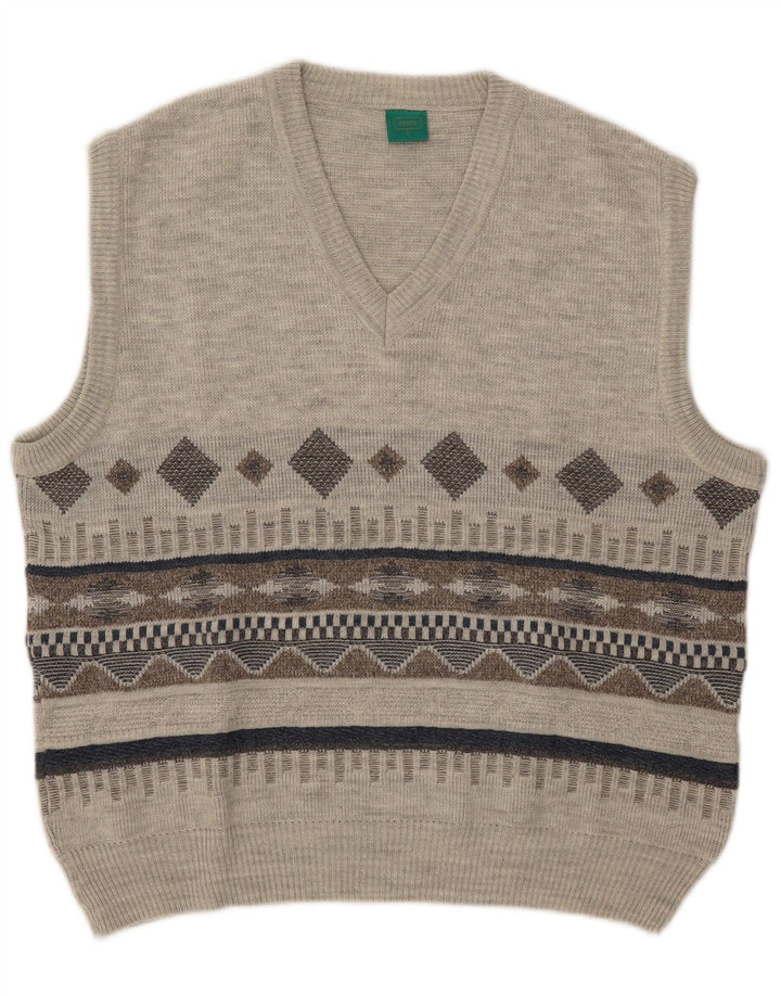 C&A Herren-Canda-Weste-Tanktop, großes graues geometrisches Acryl