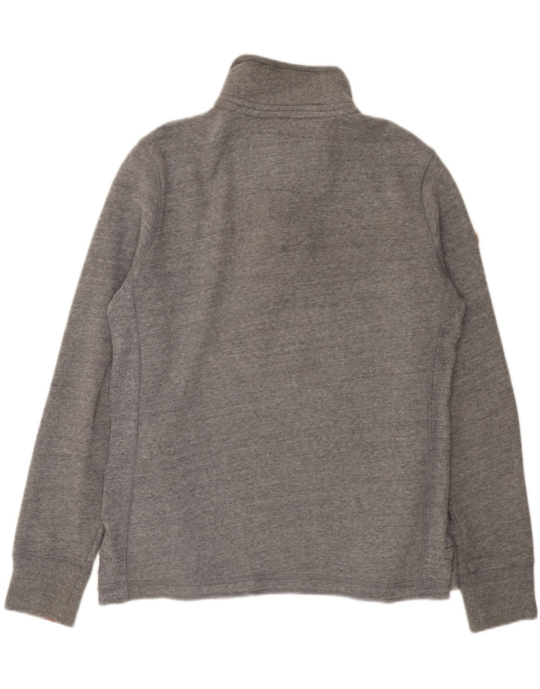 Superdry Herren-Sweatshirt mit Knopfkragen, mittelgrau gesprenkelte Baumwolle