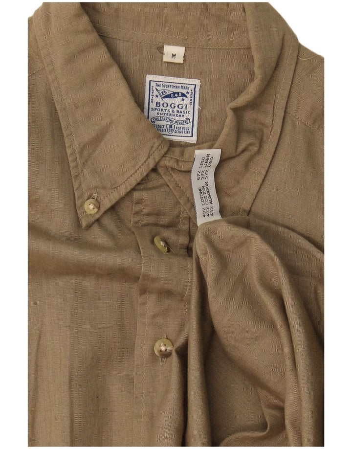 Boggi Herrenhemd aus mittlerer Khaki-Baumwolle