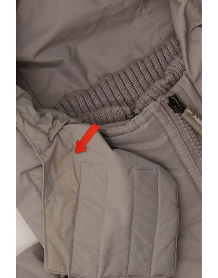Superdry Damen-Windbreakerjacke mit Kapuze, UK 16, Größe L, graues Nylon