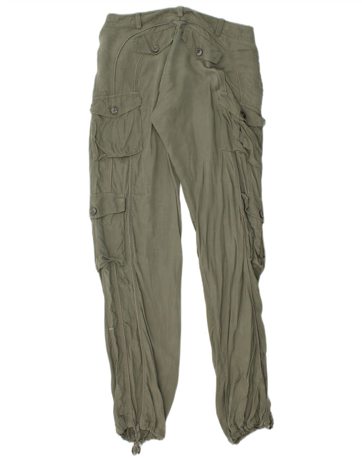 GUESS Womens Straight Cargo Trousers IT 42 Medium W30 L34 Khaki Cupro