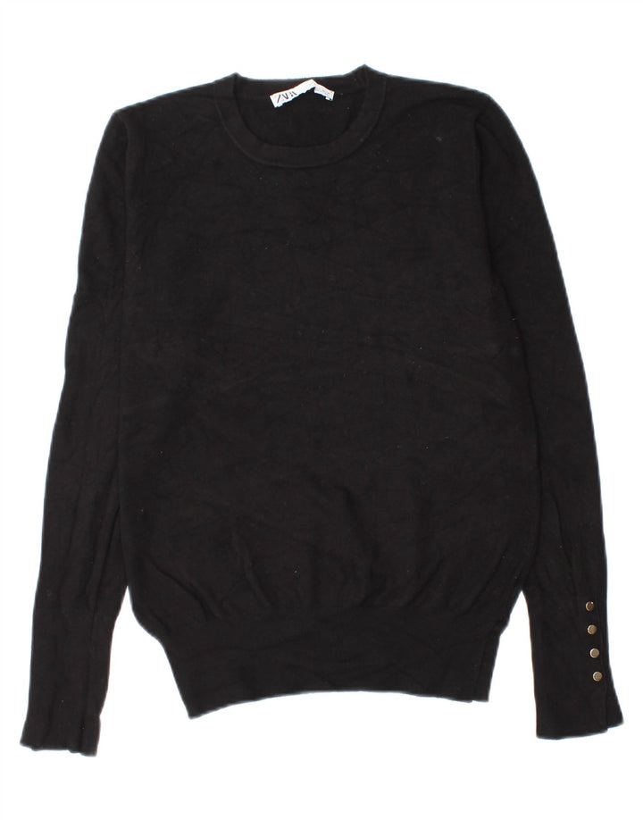 Zara Damen-Pullover mit Rundhalsausschnitt, Gr. 14, Schwarz