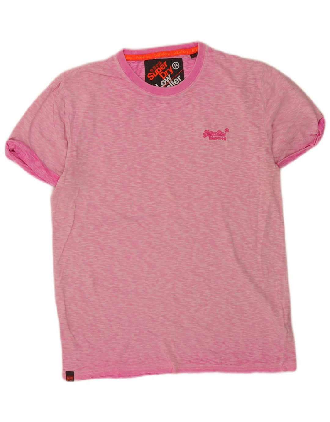 Superdry Herren T-Shirt-Oberteil aus mittelrosa gesprenkelter Baumwolle