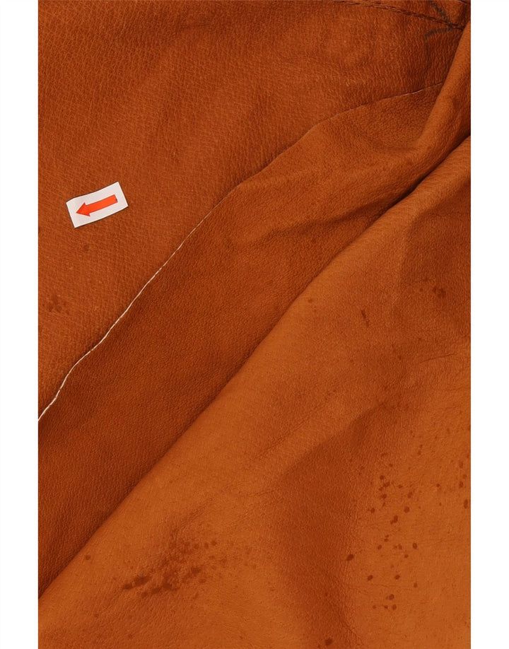 VINTAGE Damen Übergroßer Wildledermantel UK 14 Mittelbraunes Leder