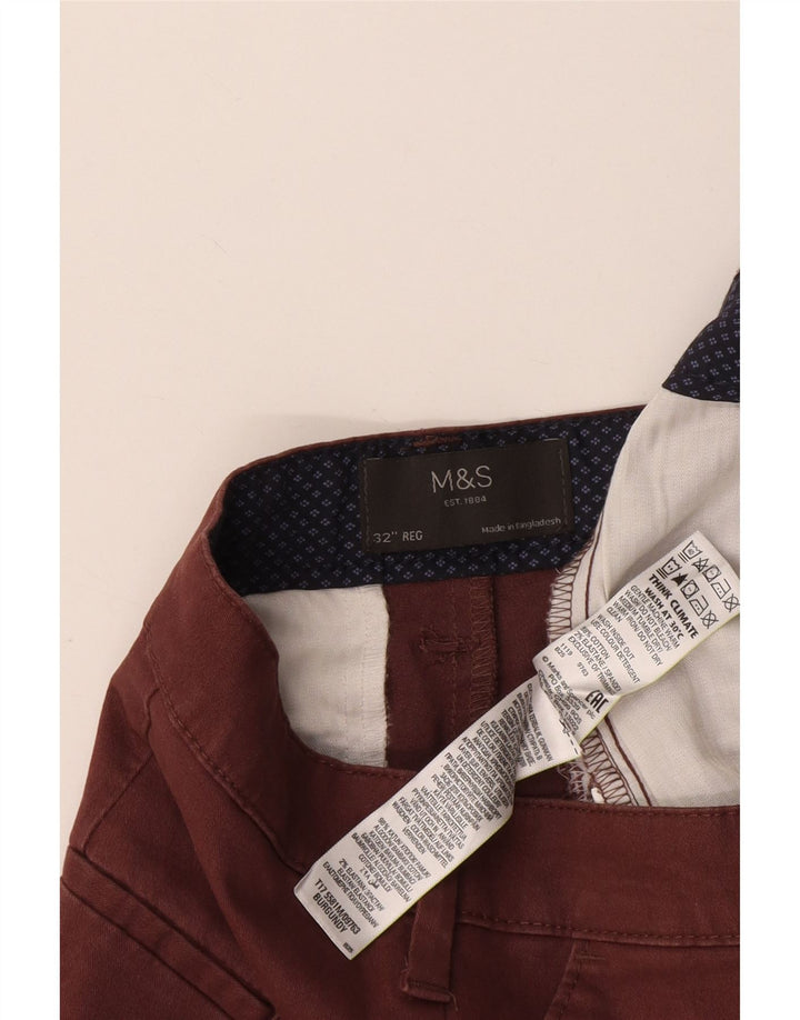 Marks & Spencer Herren-Chinoshorts W32, mittlere Burgunderrote Baumwolle