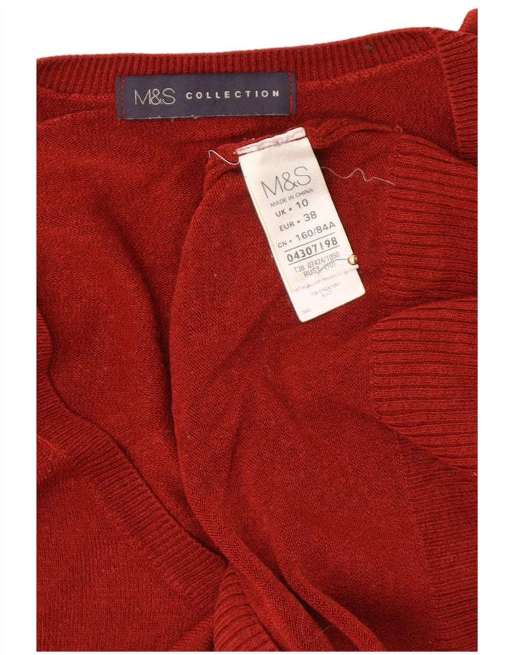 Marks & SPENCER Damen-Pullover mit V-Ausschnitt, Gr. 10, Größe S, Rot, Polyacryl