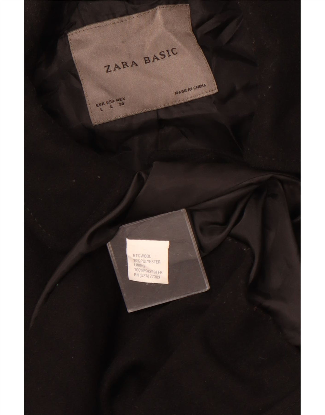 ZARA Damen Mantel UK 14 Große schwarze Wolle