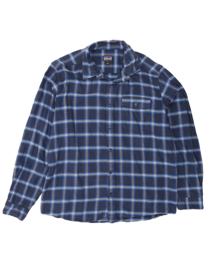 Patagonia Herren-Flanellhemd, groß, blau kariert, Baumwolle