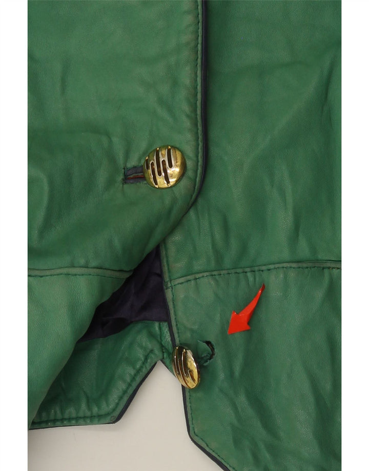 Vintage Damen Crop 4 Knopfjacke EU 42 Groß Grün