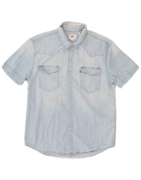 Levi's Mens Short Sleeve Denim Shirt Medium Blue Cotton