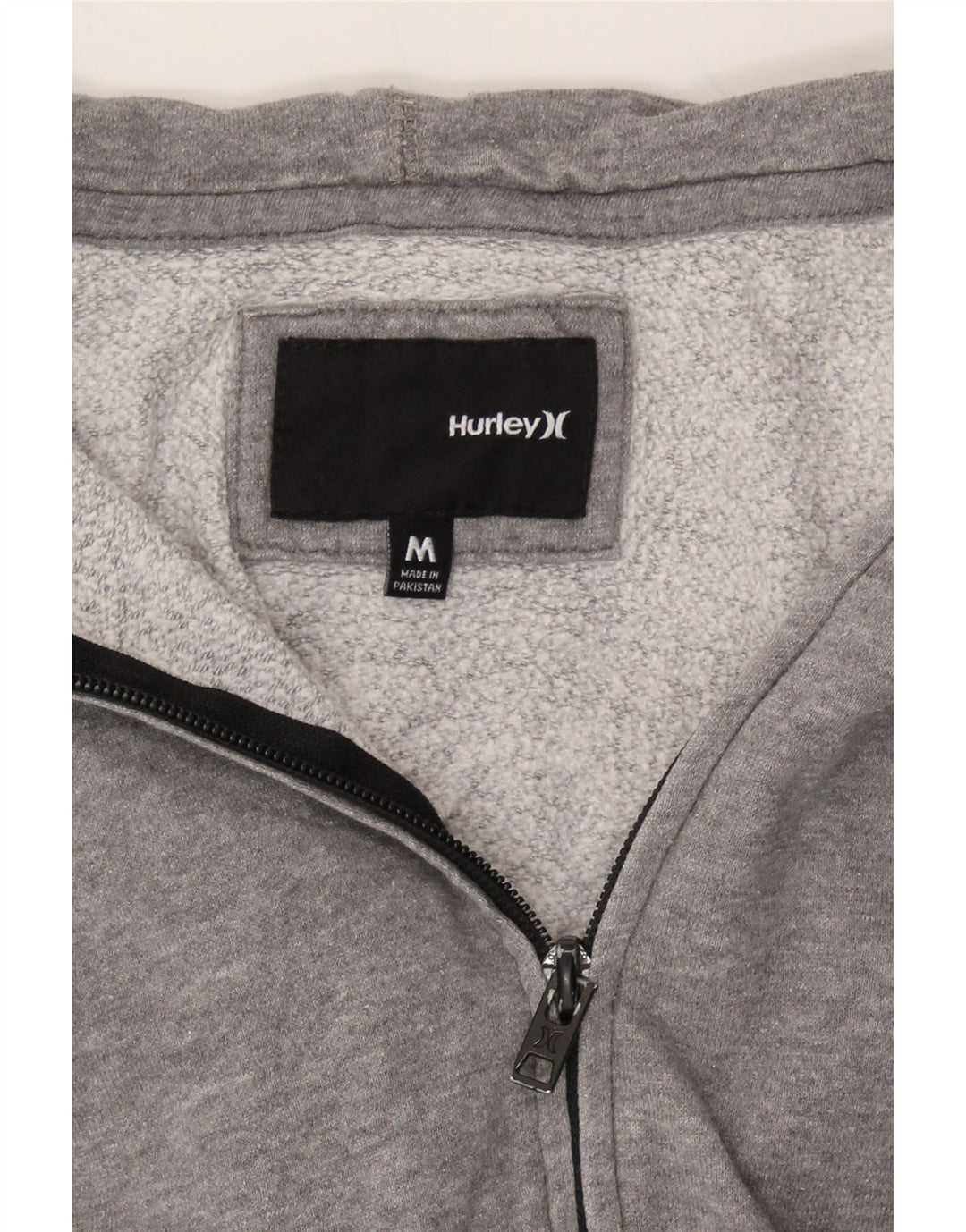 HURLEY Womens Zip Hoodie Sweater UK 12 Medium Grey Cotton Vintage Hurley and Second-Hand Hurley from Messina Hembry 