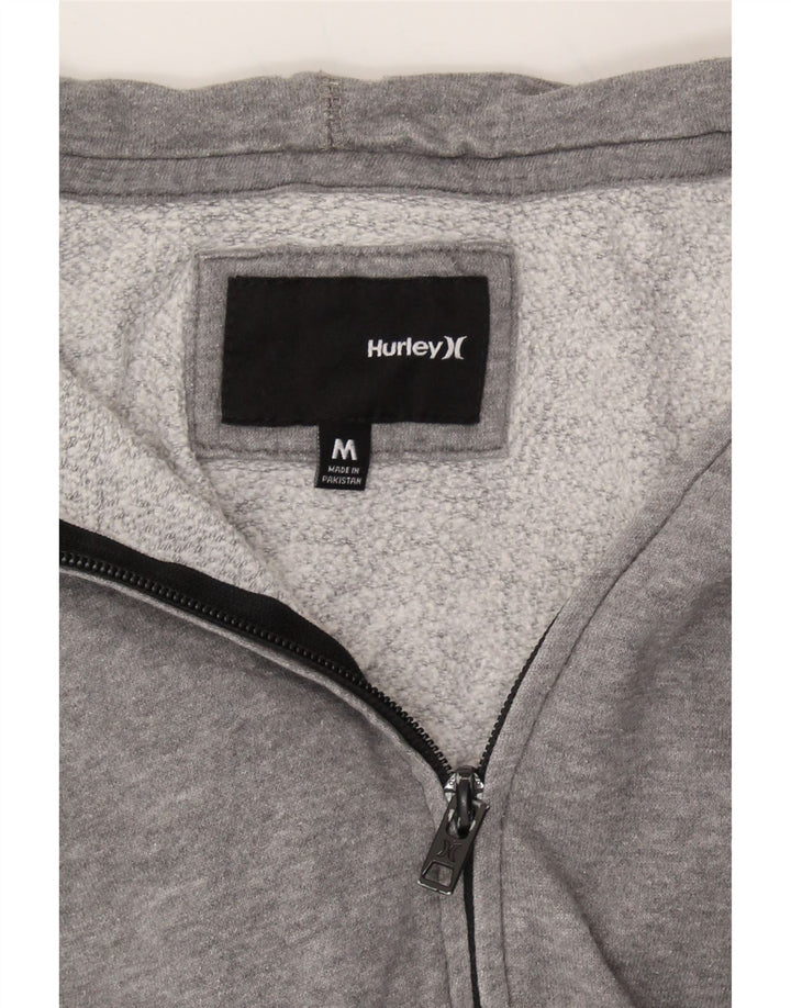HURLEY Womens Zip Hoodie Sweater UK 12 Medium Grey Cotton Vintage Hurley and Second-Hand Hurley from Messina Hembry 