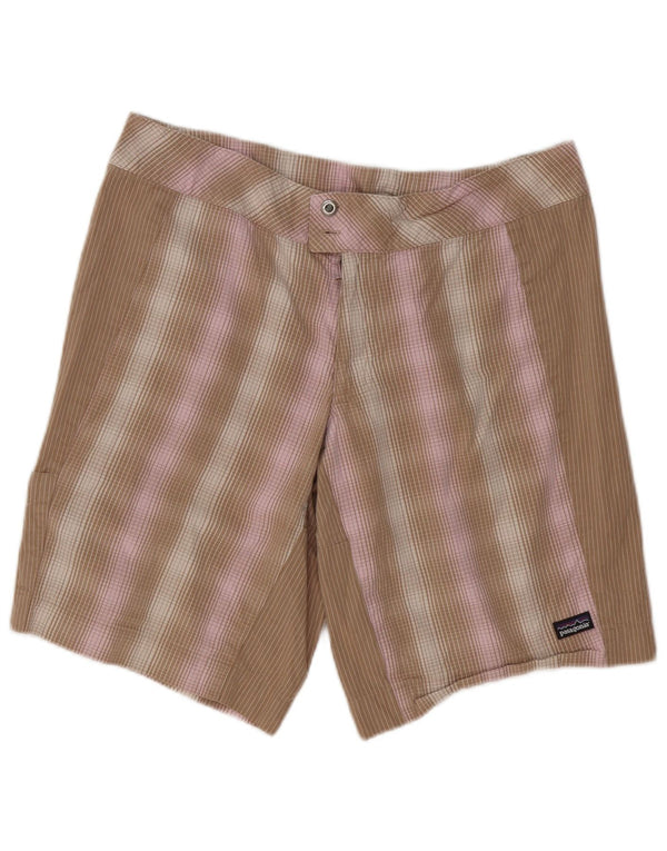 Patagonia Damen Freizeitshorts US 12 Large W36 Braun karierte Baumwolle