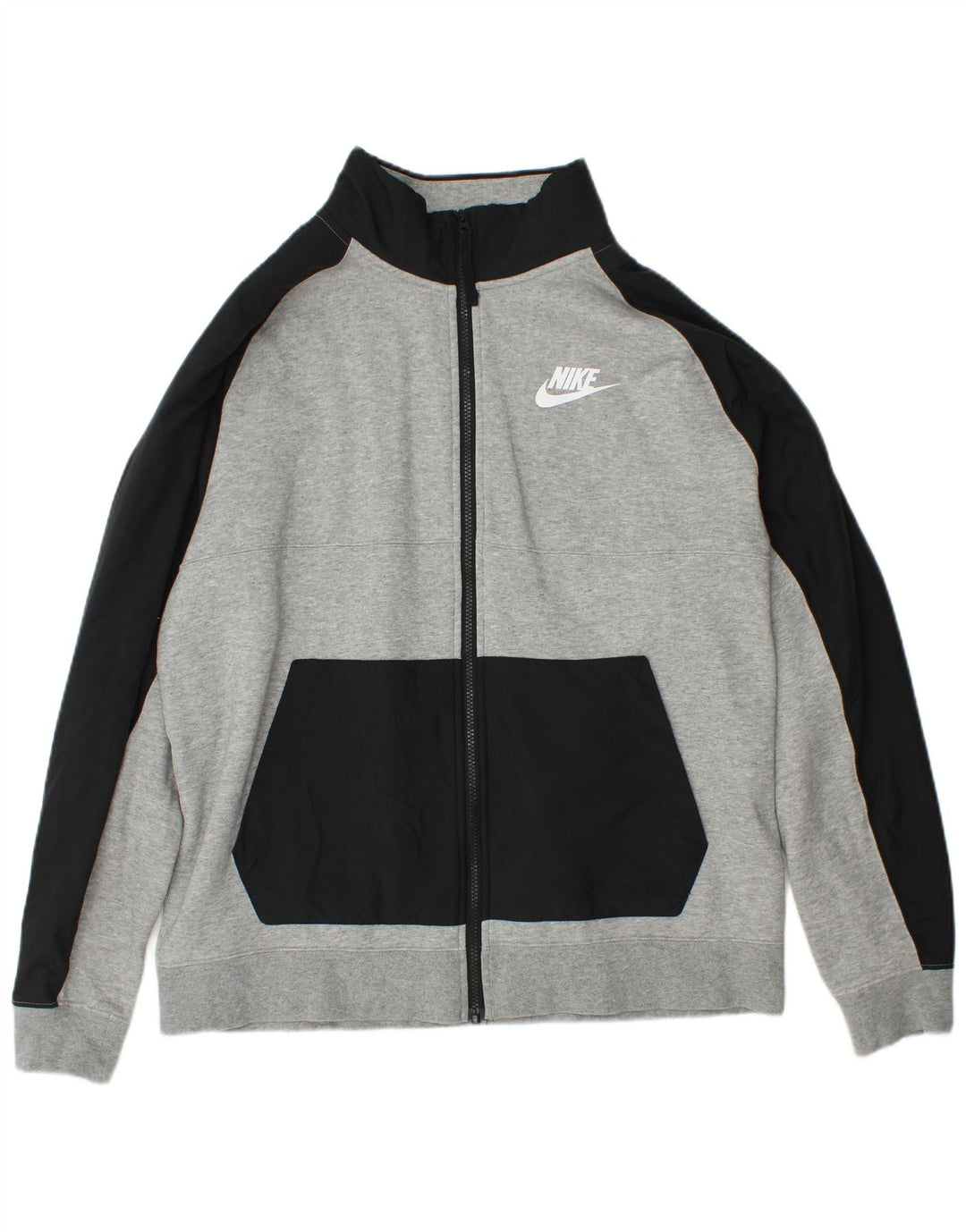 Nike Herren-Trainingsanzug, groß, graue Farbblock-Baumwolle