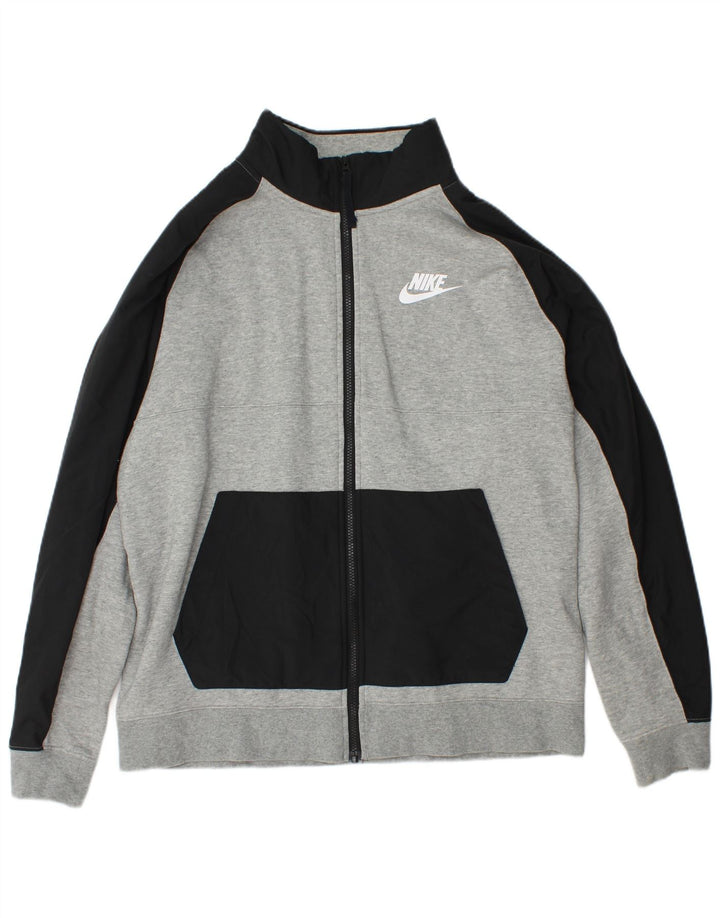 Nike Herren-Trainingsanzug, groß, graue Farbblock-Baumwolle