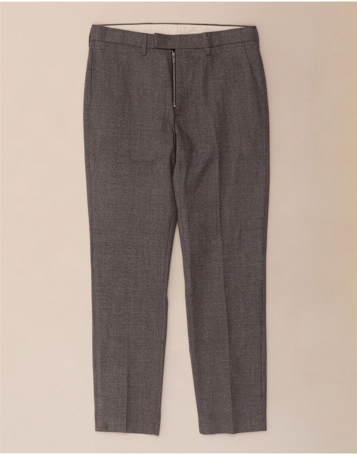 Marks & Spencer Herren-Anzughose, normal, W32, L29, Grau mit Hahnentrittmuster
