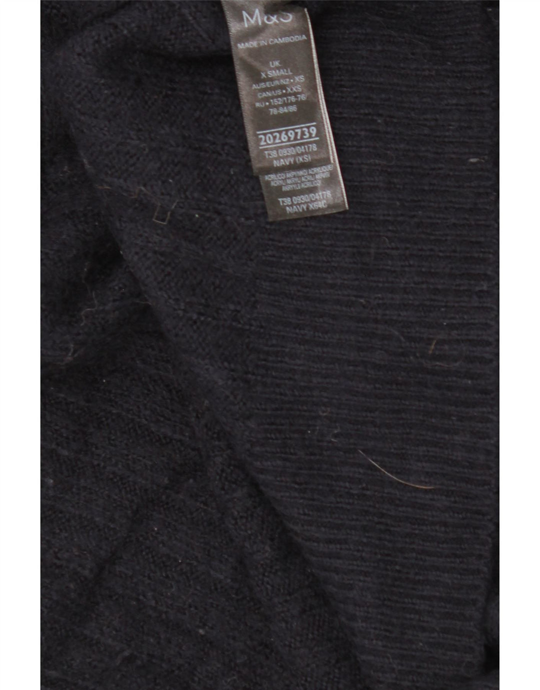 MARKS & SPENCER Womens Turtle Neck Jumper Sweater UK 6 XS Navy Blue Vintage Marks & Spencer and Second-Hand Marks & Spencer from Messina Hembry 