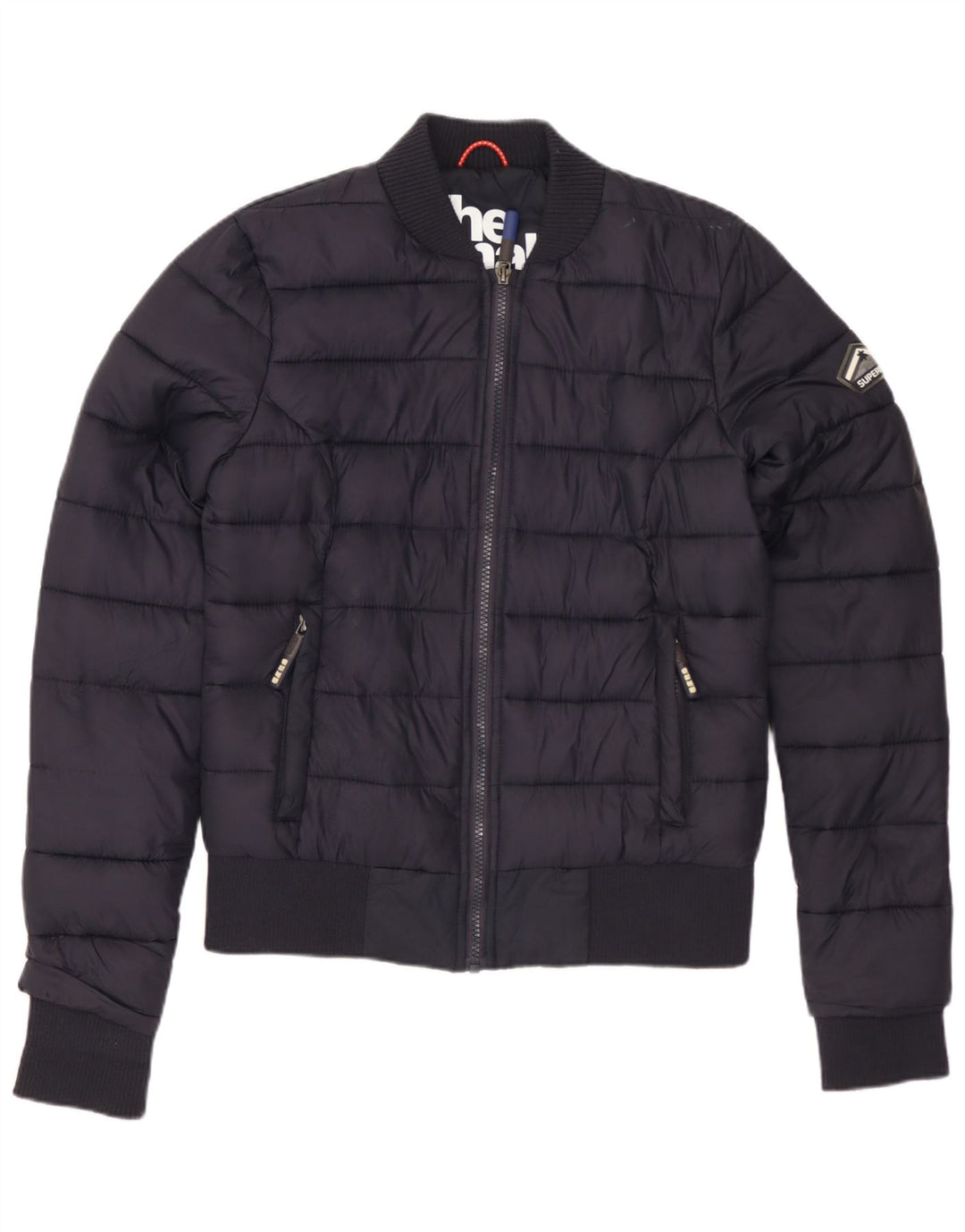 SUPERDRY Damen Wattierte Jacke UK 10 Small Marineblau Polyester