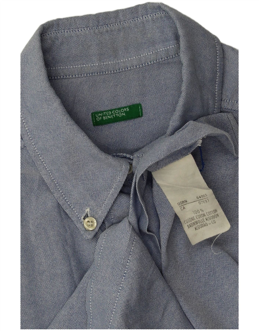 Benetton Damenhemd UK 18 XL Blaue Baumwolle