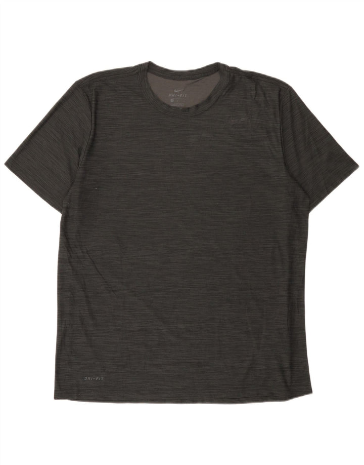 Nike Herren Dri Fit T-Shirt-Oberteil, großes grau meliertes Polyester