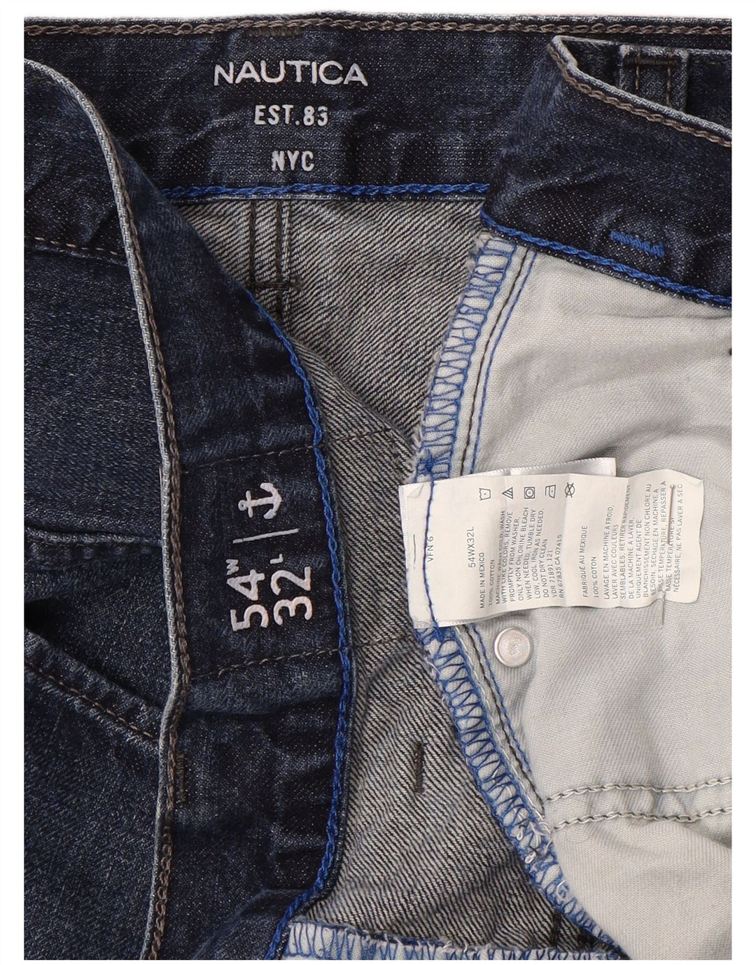 NAUTICA Herren Straight Jeans W54 L32 Blaue Baumwolle