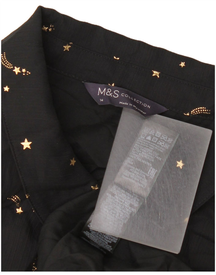 Marks & Spencer Damen-Kleid mit abstraktem Muster, gestuft, Gr. 14, mittelschwarz