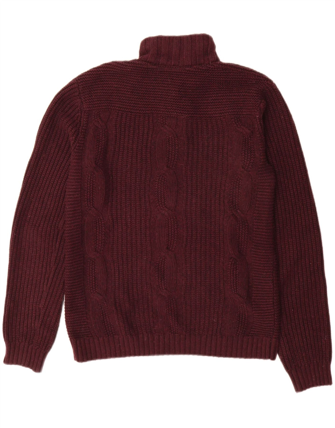 Ted Baker Herren-Pullover mit Knopfkragen, Größe 2, klein, burgunderrote Baumwolle