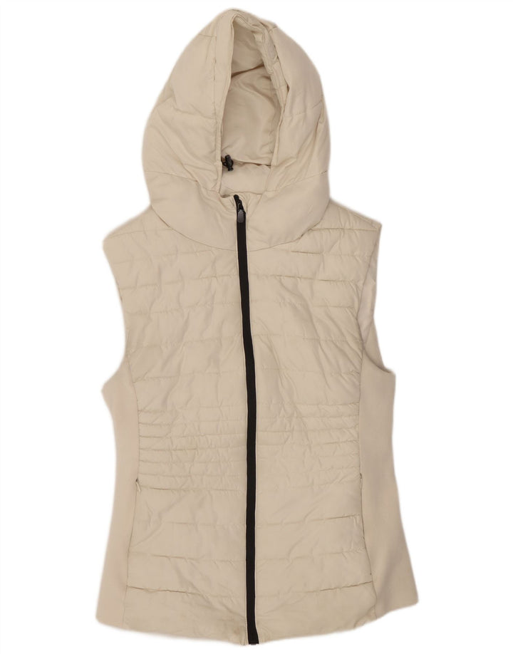 Zara Damen-Weste mit Kapuze, gepolstert, UK 14, Größe L, Weiß, Polyester