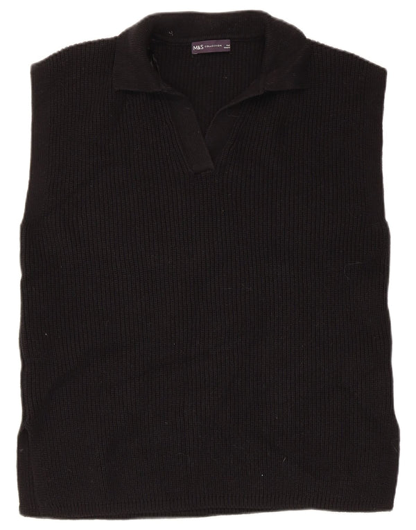 Marks & Spencer Damen Weste Tank Top UK 14 Medium Schwarz Baumwolle