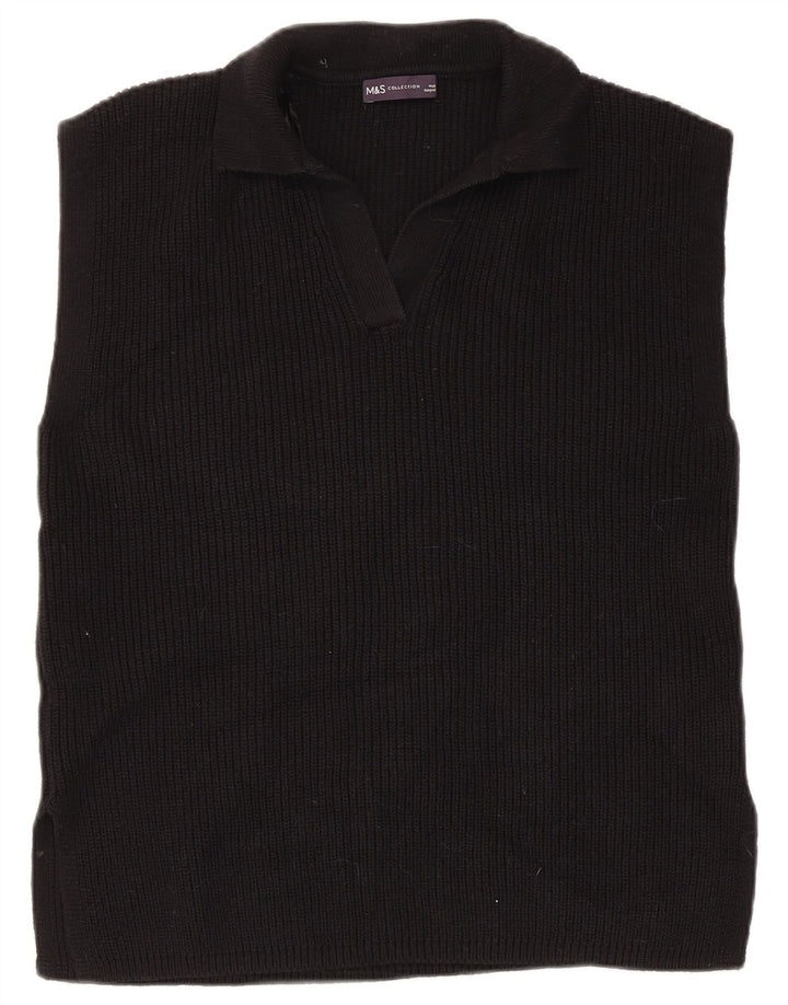 Marks & Spencer Damen Weste Tank Top UK 14 Medium Schwarz Baumwolle