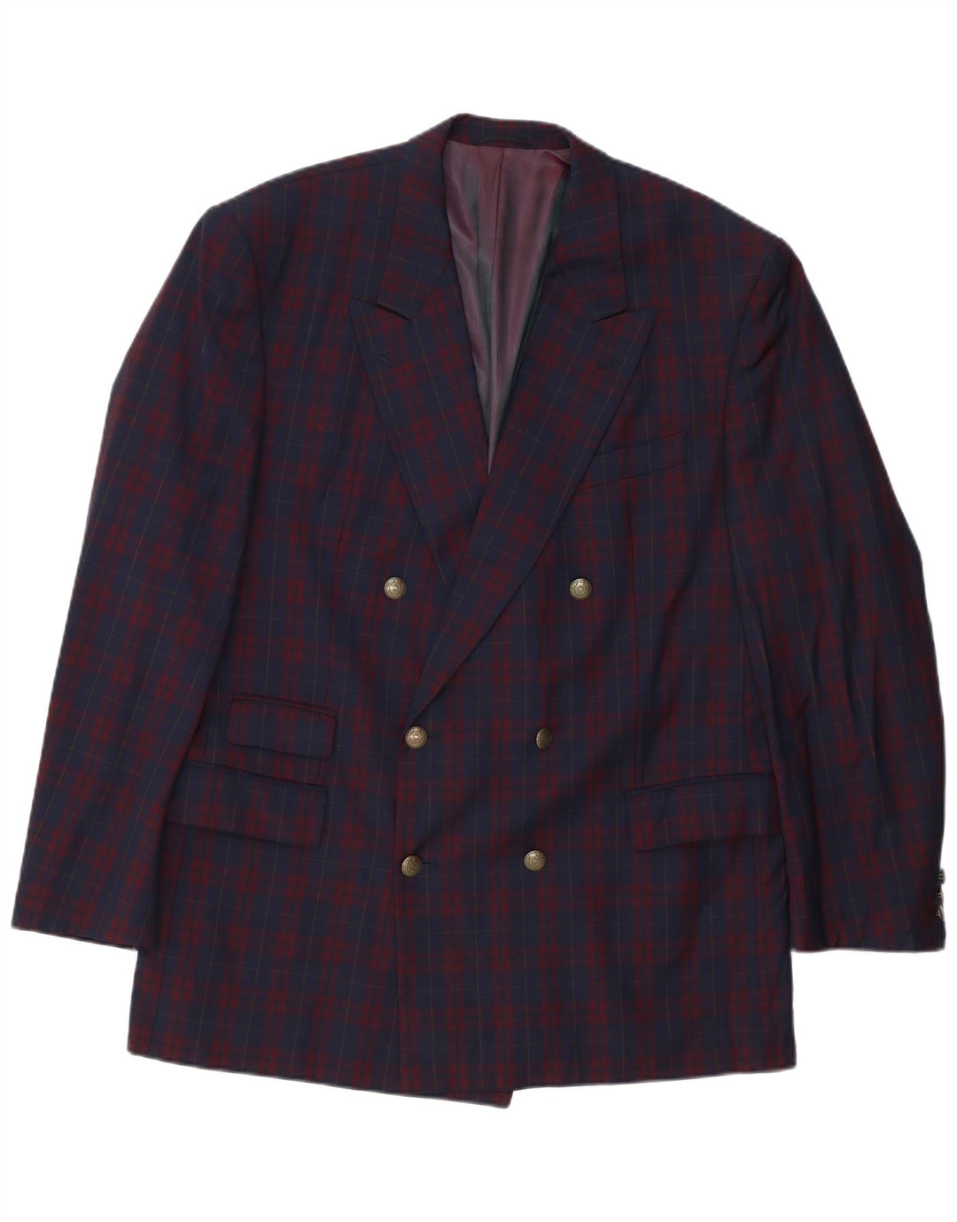 Policarpo Herren-Blazer, zweireihig, Gr. 40, groß, marineblau, kariert