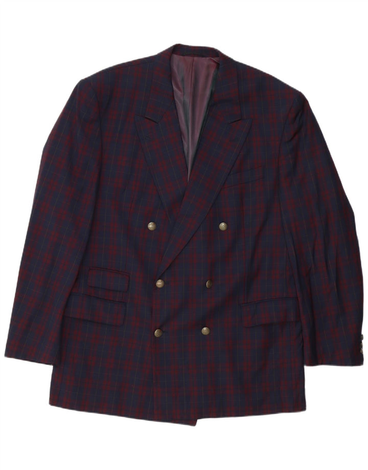 Policarpo Herren-Blazer, zweireihig, Gr. 40, groß, marineblau, kariert