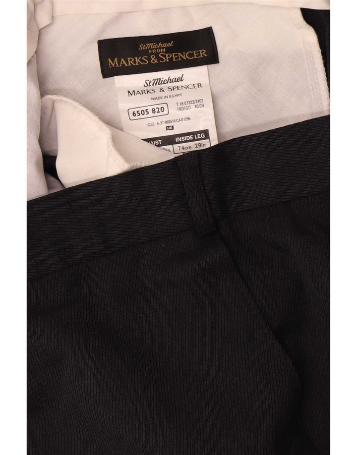 Gerade Herren-Anzughose von Marks & Spencer, W40, L29, marineblaues Polyester