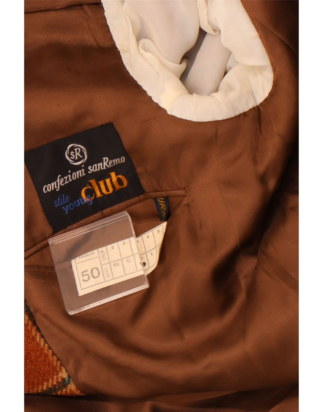 VINTAGE Herren-Blazer mit 2 Knöpfen, IT 50, große braun karierte Wolle