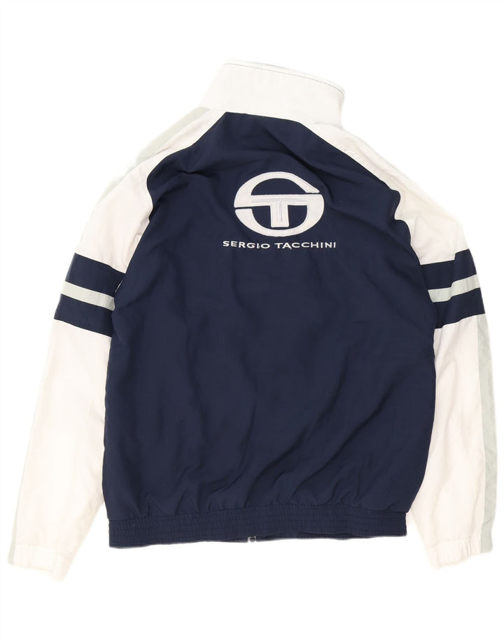 Sergio Tacchini Herren-Trainingsanzug-Oberteil-Jacke, mittleres Marineblau, Farbblock