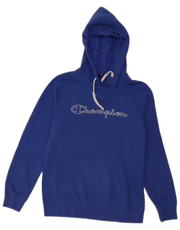 CHAMPION Damen Graphic Hoodie Pullover UK 16 Large Blau